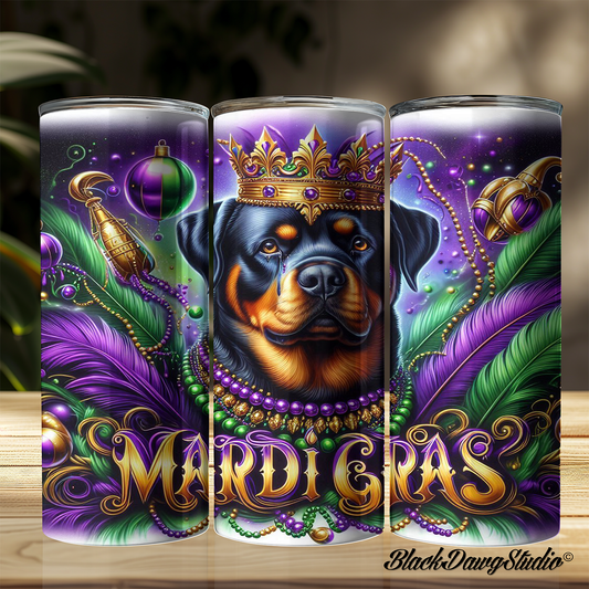 Mardi Gras Rottweiler Designs | Made to Order | Printed Tumbler