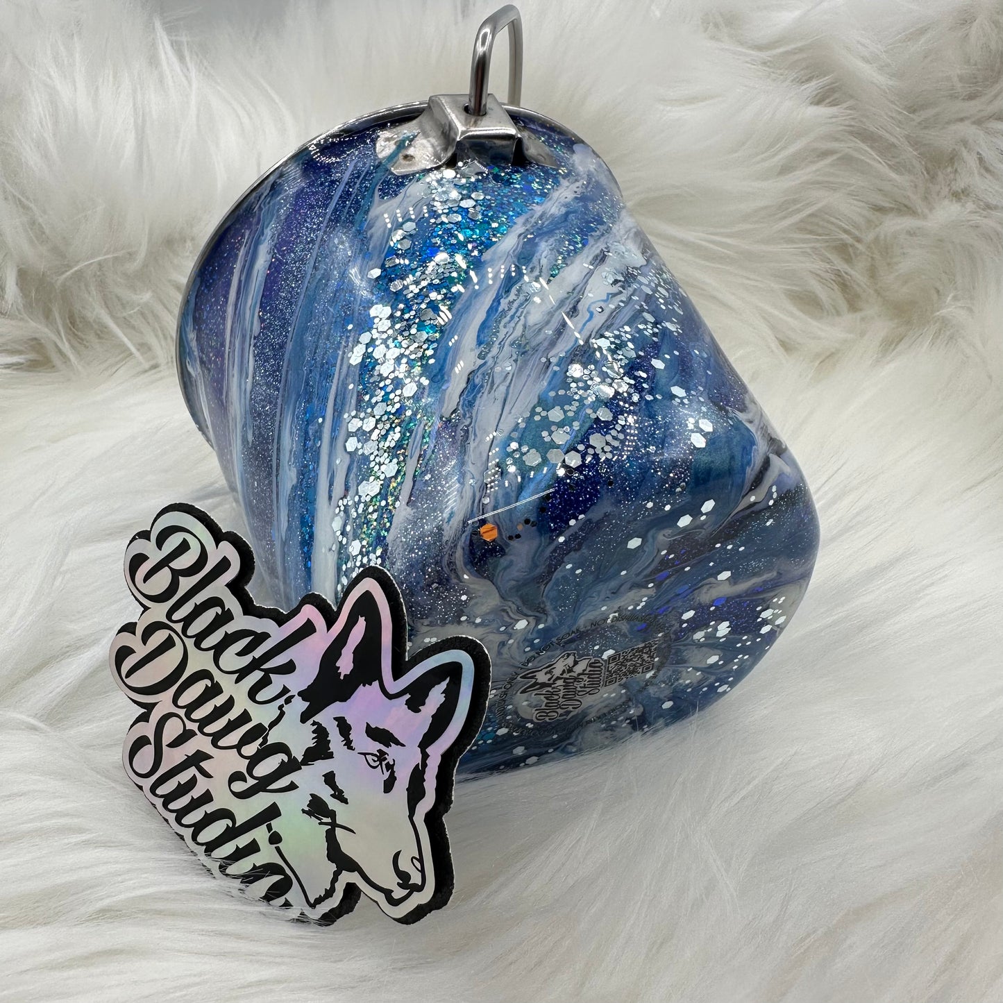 1qt Water Bucket Pail Dog Tumbler | Blue, White, & Silver Milkyway | Epoxy Tumbler for Dogs