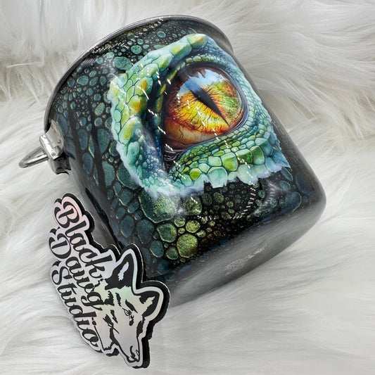 1qt Water Bucket Pail Dog Tumbler | Dragon Scales Color Shifting Chameleon | Epoxy Tumbler for Dogs