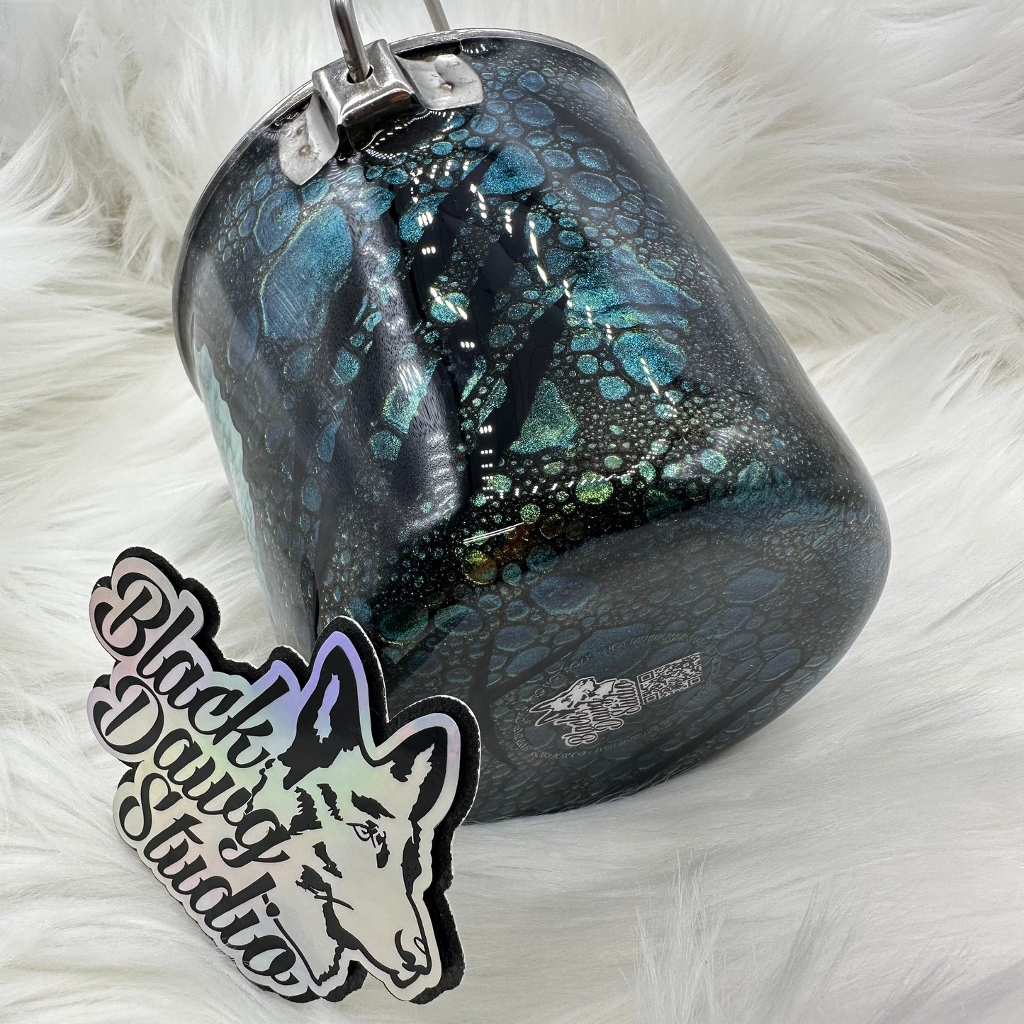 1qt Water Bucket Pail Dog Tumbler | Dragon Scales Color Shifting Chameleon | Epoxy Tumbler for Dogs