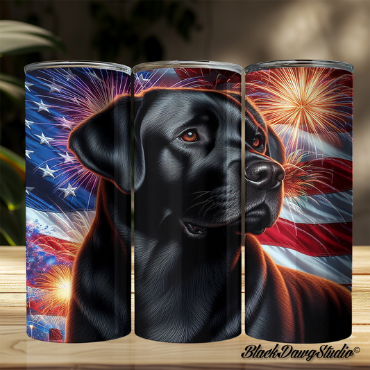 Independence Day Black Lab Design | Made to Order | Printed Tumbler