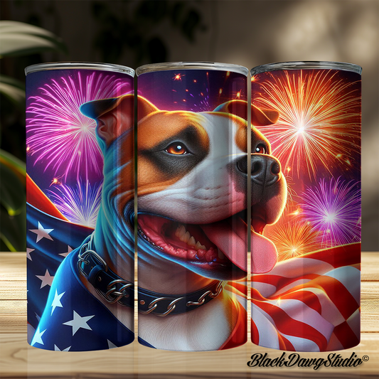 Independence Day Pit Bull Design | Made to Order | Printed Tumbler