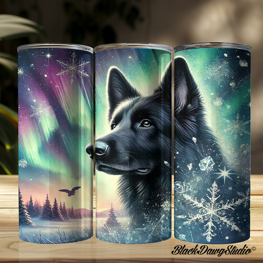 Northern Lights Black German Shepherd Designs | Made to Order | Printed Tumbler