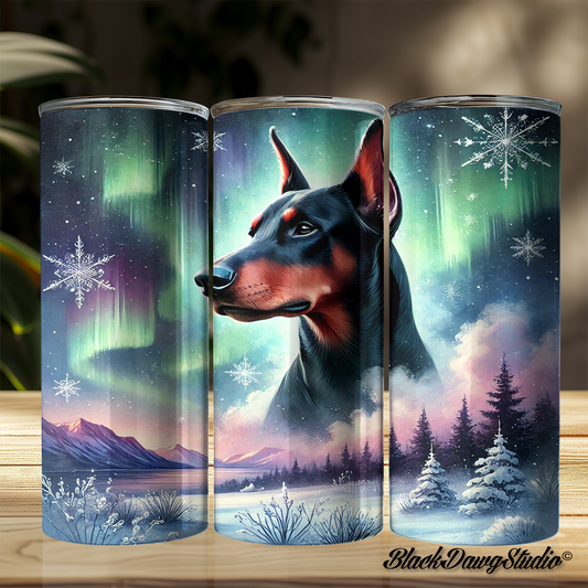 Northern Lights Doberman Design | Made to Order | Printed Tumbler