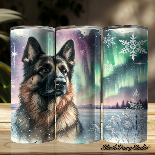 Northern Lights German Shepherd Designs | Made to Order | Printed Tumbler