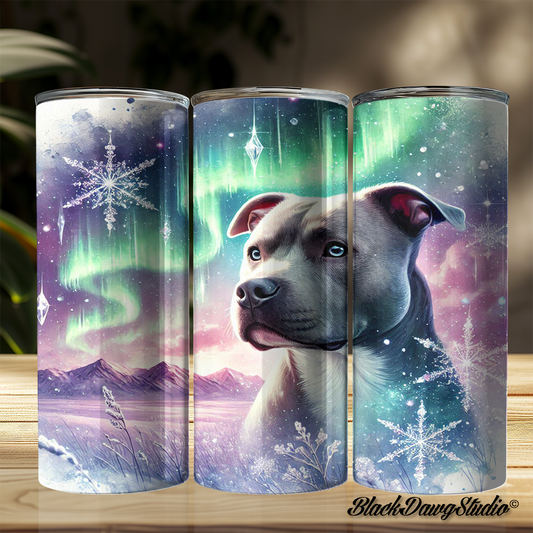 Northern Lights Pit Bull Design | Made to Order | Printed Tumbler