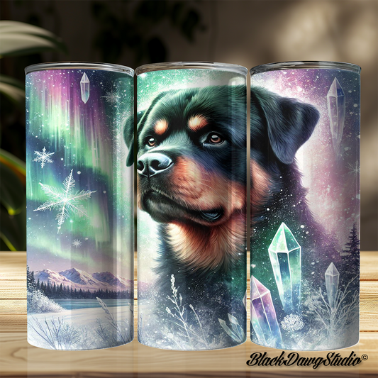 Northern Lights Rottweiler Design | Made to Order | Printed Tumbler