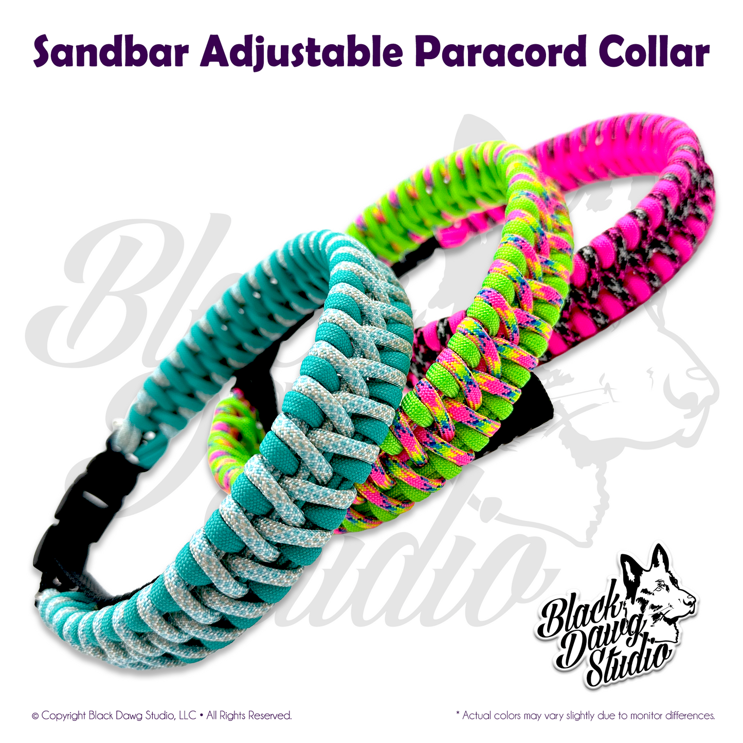 Sandbar Design Adjustable Paracord Dog Collar ***CUSTOM ORDER***