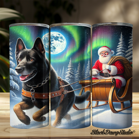 Santa Northern Lights Bicolor German Shepherd Designs | Made to Order | Printed Tumbler