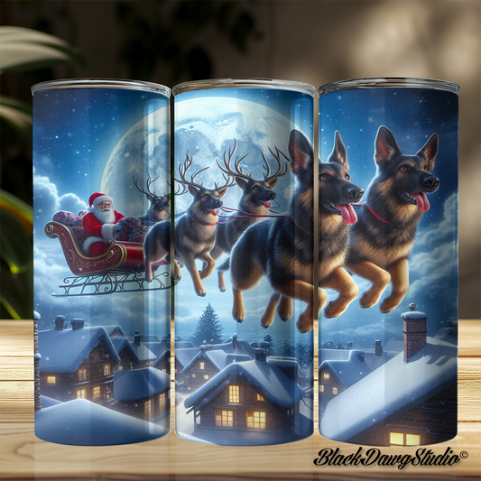 Santa Sleigh German Shepherd Design | Made to Order | Printed Tumbler