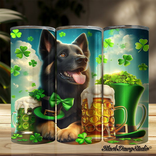 St Patrick's Day Bicolor German Shepherd Design | Made to Order | Printed Tumbler