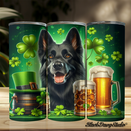 St Patrick's Day Black German Shepherd Designs | Made to Order | Printed Tumbler
