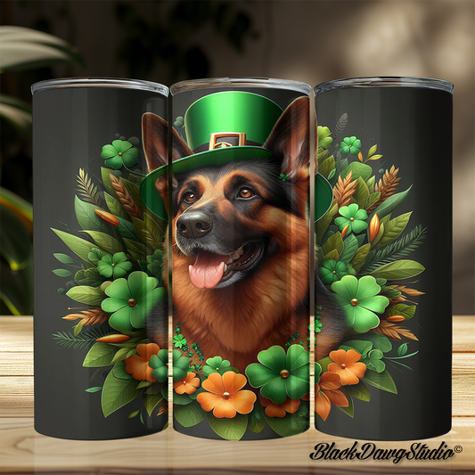 St Patrick's Day German Shepherd Design | Made to Order | Printed Tumbler