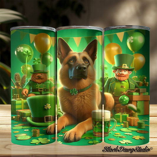 St Patrick's Day Malinois Design | Made to Order | Printed Tumbler