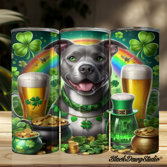 St Patrick's Day Pit Bull Design | Made to Order | Printed Tumbler
