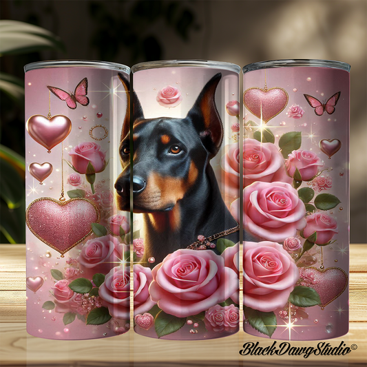 Valentine's Day Doberman Design | Made to Order | Printed Tumbler