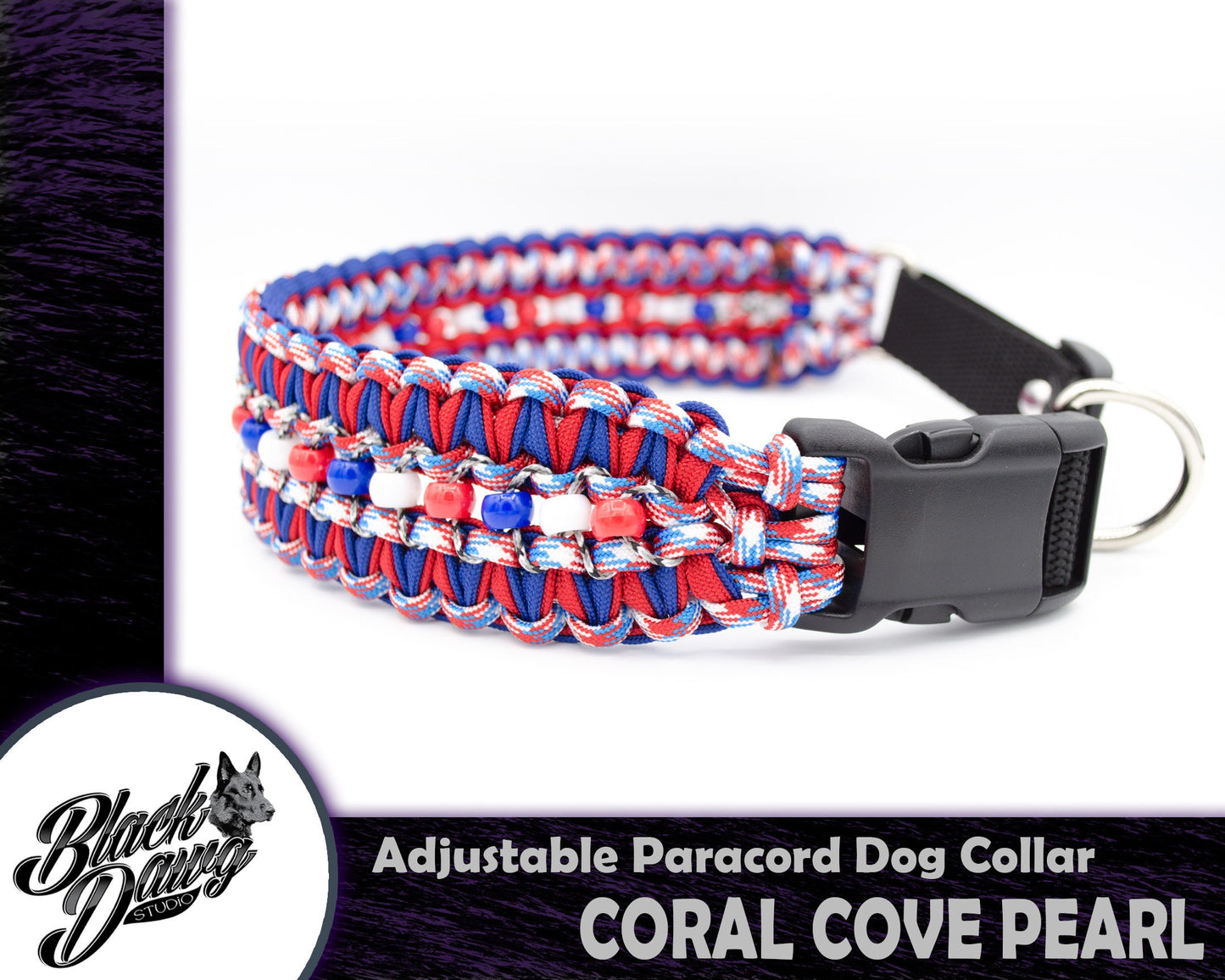 Coral Cove Pearl Adjustable Paracord Dog Collar ***CUSTOM ORDER***