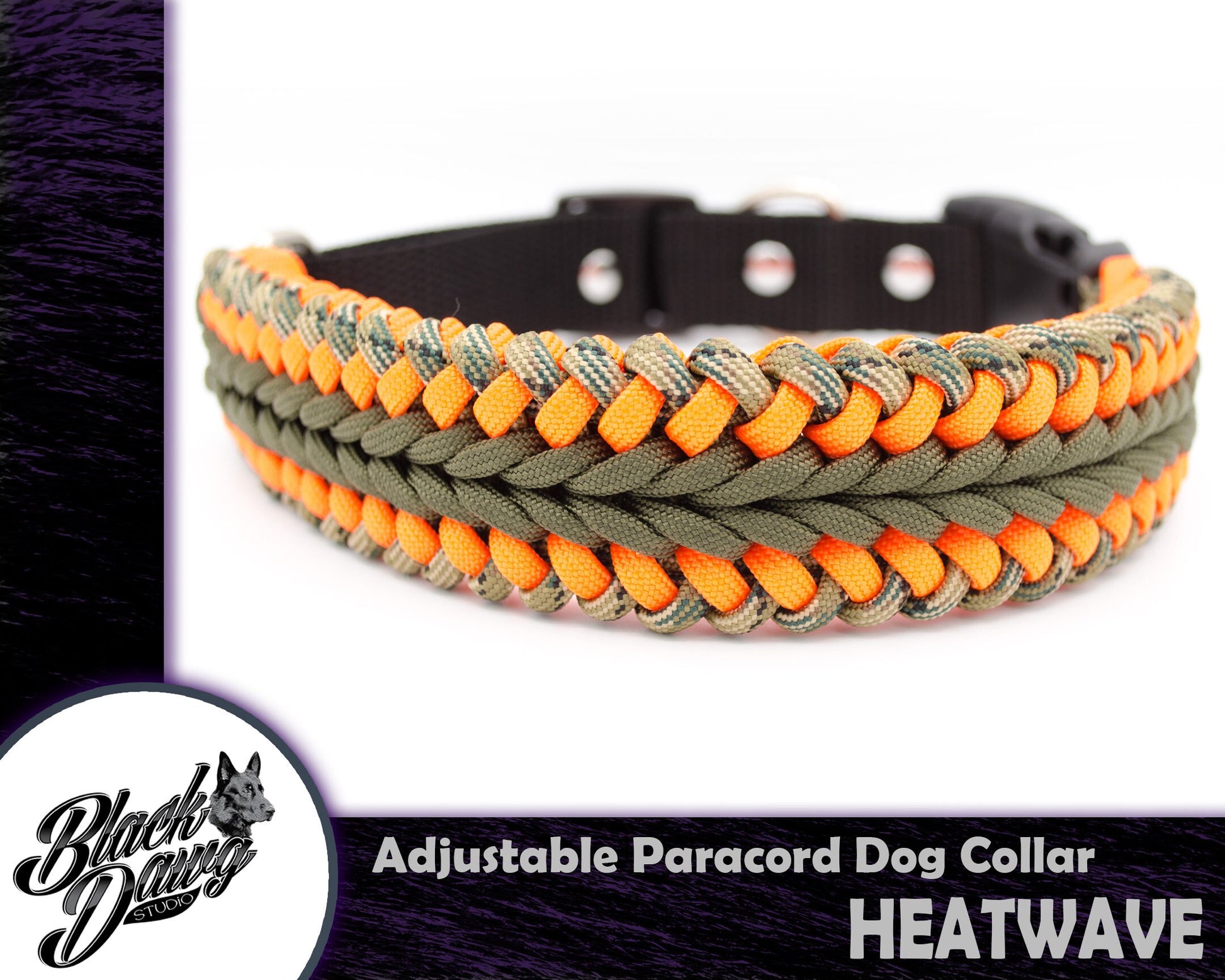 Heatwave Design Adjustable Paracord Dog Collar ***CUSTOM ORDER***