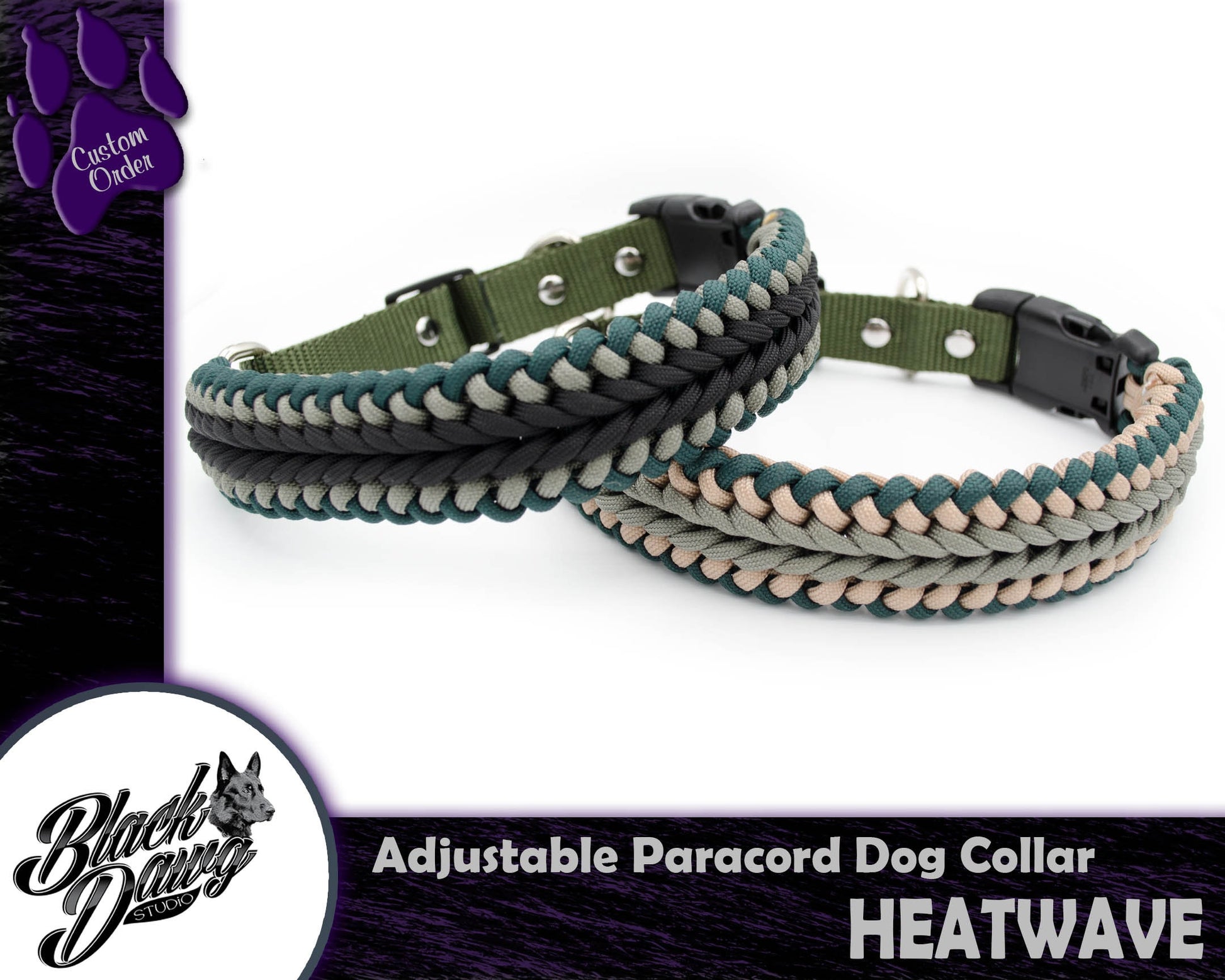 Heatwave Design Adjustable Paracord Dog Collar ***CUSTOM ORDER***