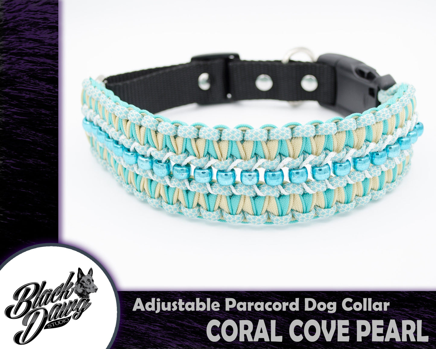 Coral Cove Pearl Adjustable Paracord Dog Collar ***CUSTOM ORDER***