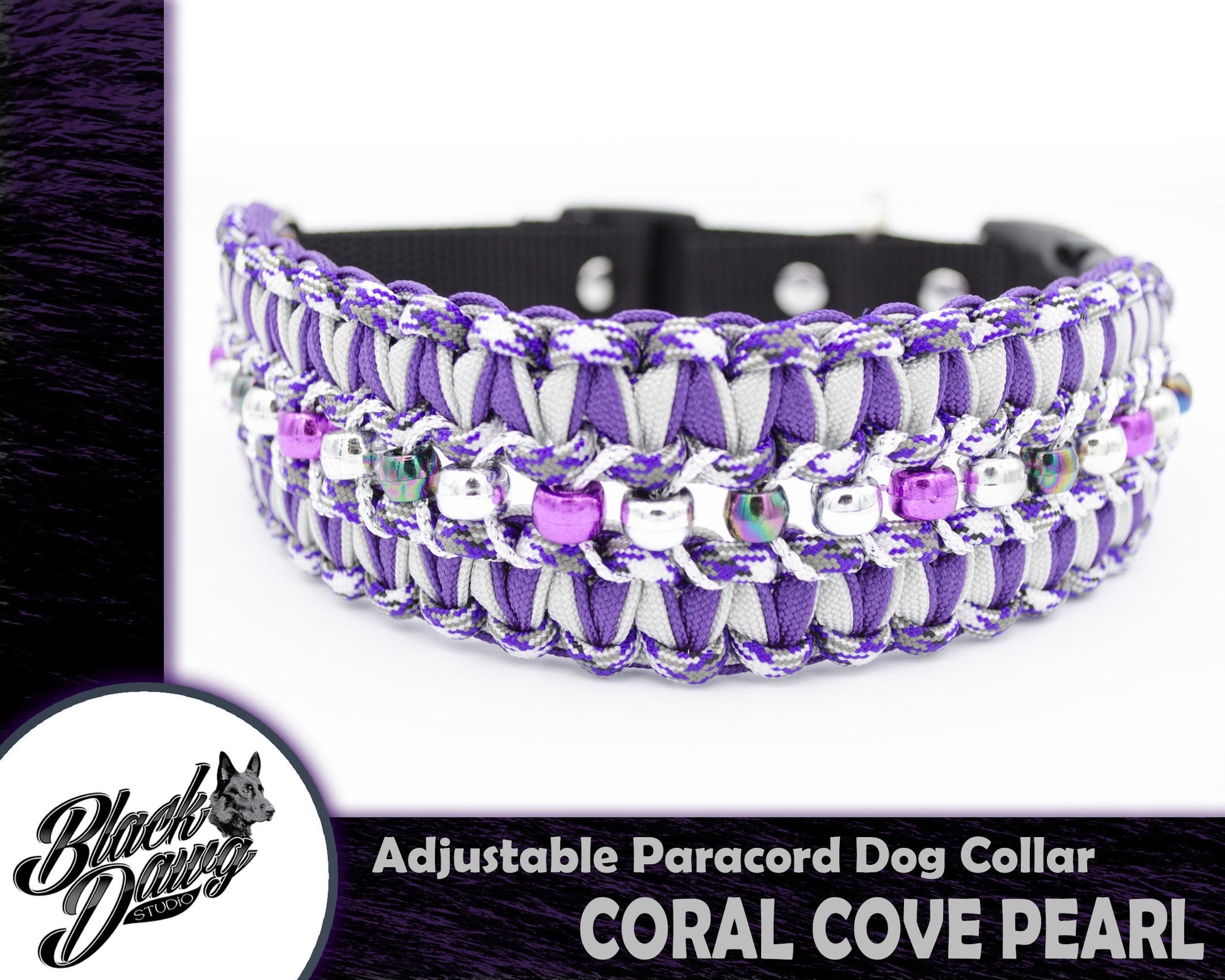 Coral Cove Pearl Adjustable Paracord Dog Collar ***CUSTOM ORDER***