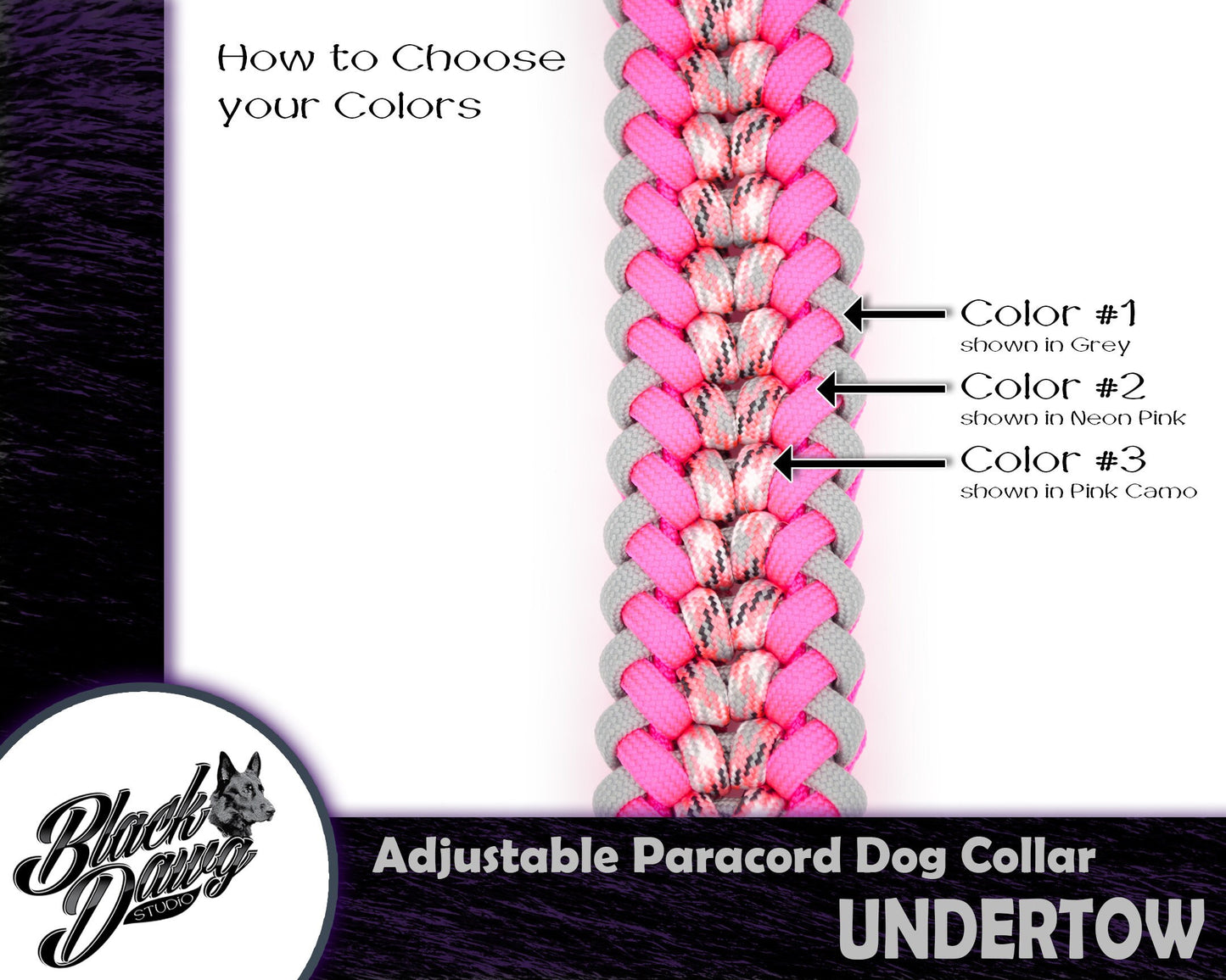 Undertow Design Adjustable Paracord Dog Collar ***CUSTOM ORDER***