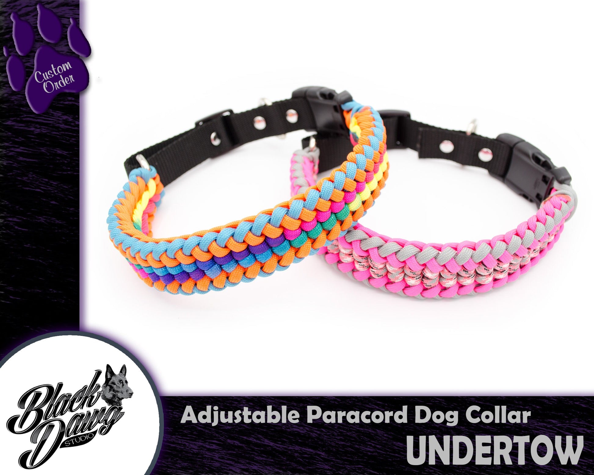 Undertow Design Adjustable Paracord Dog Collar ***CUSTOM ORDER***